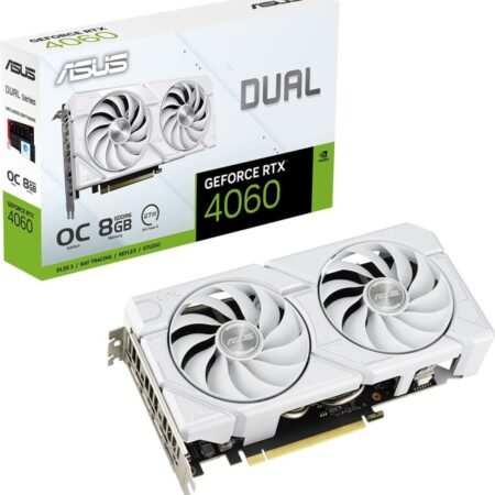 ASUS Dual NVIDIA GeForce RTX 4060 EVO White OC Edition - Videokaart - 8GB - GDDR6 - PCIe 4.0 - 1x HDMI 2.1 - 3x DisplayPort 1.4