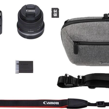 Canon R50 - Systeemcamera travel kit - + RF-S 18-45mm f/4.5-6.3 IS STM-lens, schoudertas, geheugenkaart & batterijpakket